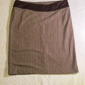 Brown skirt. Tweed pattern with velvet/ micro suede chocolate brown waistband.